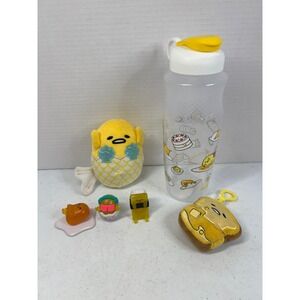 Sanrio Gudetama Lazy Egg Bundle Water Bottle Mermaid Plush Figures Keychain 6pc